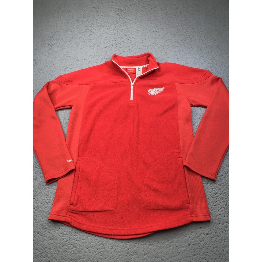 Detroit Red Wings Fleece‎ Pullover Quarter Zip Youth Large Red NHL Hockey Reebok